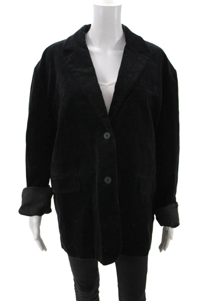 Staud Women Black Collared Button Blazer Long Sleeve Size M