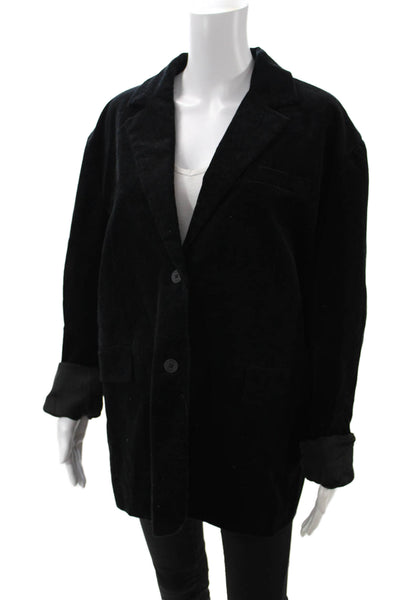 Staud Women Black Collared Button Blazer Long Sleeve Size M