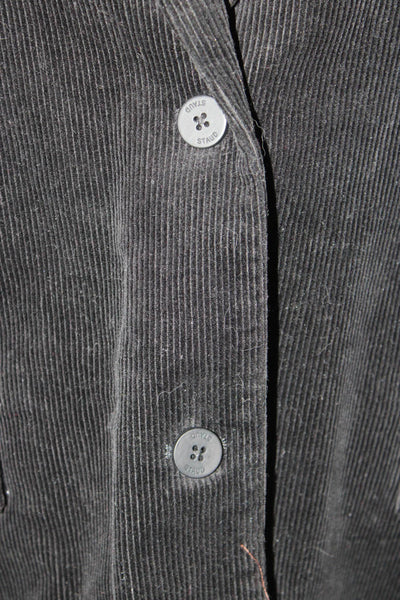 Staud Women Black Collared Button Blazer Long Sleeve Size M