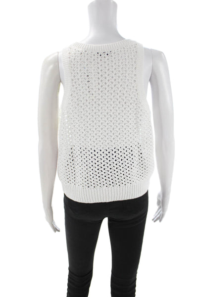 Vince Womens White Cotton Sleeveless Tank Round Neck Beach Size L
