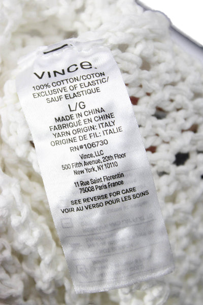 Vince Womens White Cotton Sleeveless Tank Round Neck Beach Size L