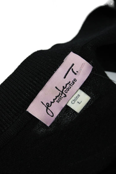 Jennifer T Women Pullover Sweater Black Merino Silk Blend Long Sleeve Size L
