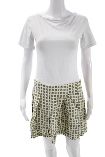 J Crew Women T-Shirt Dress White Geometric Mini Viscose Size 6
