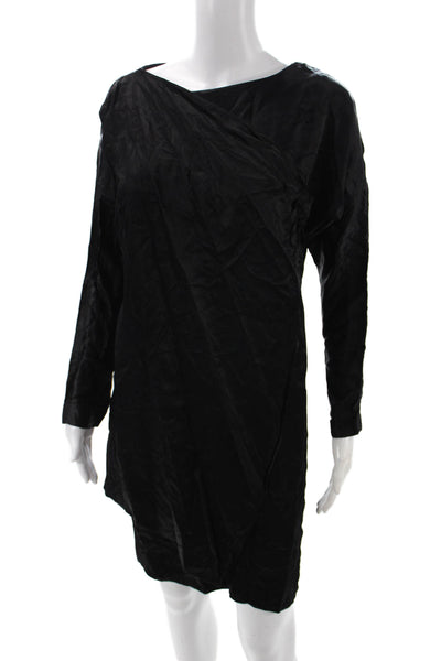Pierre Cardin Paris Women Shift Dress Black Long Sleeve Zip Above Knee Size 6