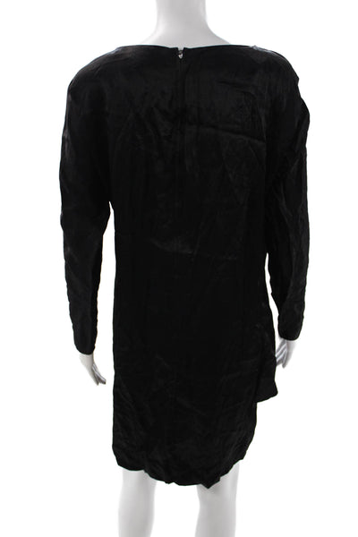 Pierre Cardin Paris Women Shift Dress Black Long Sleeve Zip Above Knee Size 6