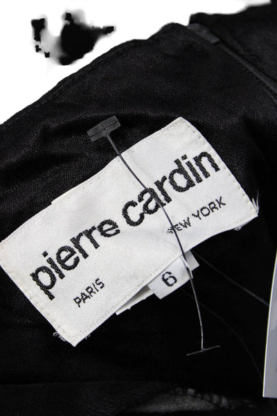 Pierre Cardin Paris Women Shift Dress Black Long Sleeve Zip Above Knee Size 6
