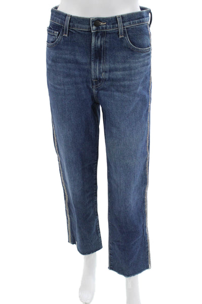 J Brand Womens Dark Blue Cropped Straight High Rise Jeans Size 28