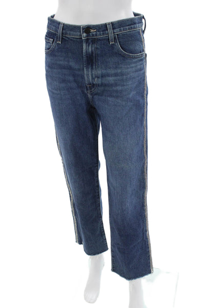 J Brand Womens Dark Blue Cropped Straight High Rise Jeans Size 28