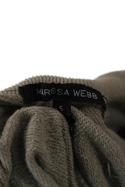 Marissa Webb Women Cropped Button-Up Sweater Beige Crew Neck Long Sleeve Size S