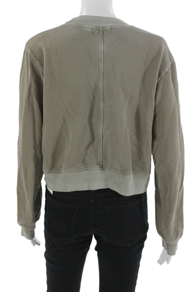 Cotton Citizen Womens Pullover Sweatshirt Gray Cotton Crew Neck Army Size M