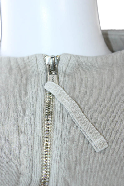 The Great Women Henley Sweatshirt Beige Cotton Mock Neck Zip Long Sleeve Size 0