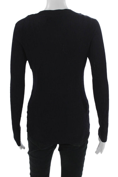 Zara Womens Cardigan Dark Blue V Neck Button Long Sleeve Size M