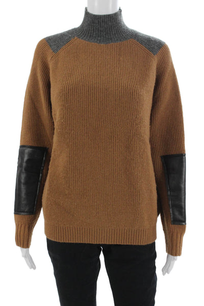Stylewe Women Pullover Sweater Brown Mock Neck Long Sleeve Size S