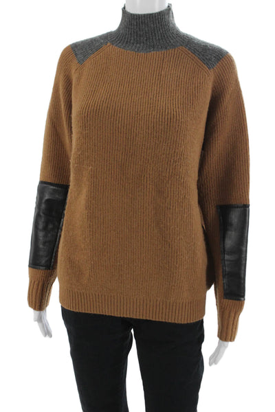 Stylewe Women Pullover Sweater Brown Mock Neck Long Sleeve Size S