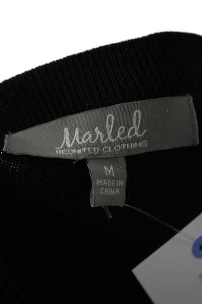Marled Womens Pullover Sweater Black Long Sleeve Crew Neck Size M
