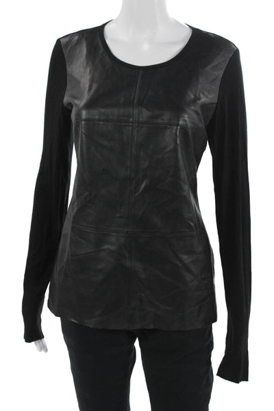 Bailey 44 Womens Black Biker Long Sleeve Round Neck Top 94% Rayon Size S