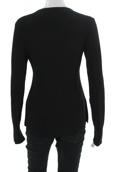 Bailey 44 Womens Black Biker Long Sleeve Round Neck Top 94% Rayon Size S