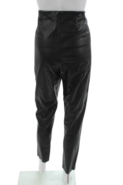 Zara Women Ankle Cropped Biker Black Polyurethane Pants Size L