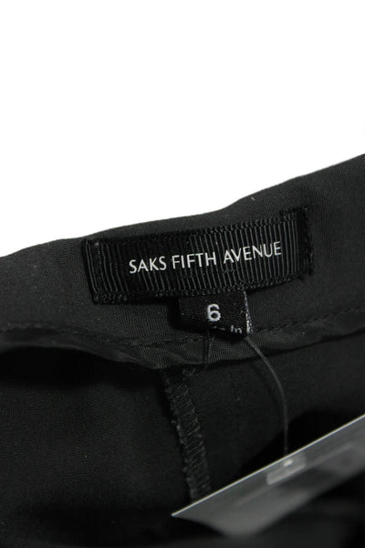Saks Fifth Avenue Women Dress Pants Black Zip 97% Cotton Size 6