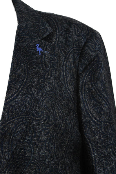 Tailorbyrd Women Dark Blue Paisley Bird Collared Button Blazer Size 42