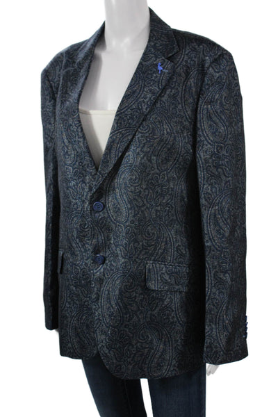 Tailorbyrd Women Dark Blue Paisley Bird Collared Button Blazer Size 42