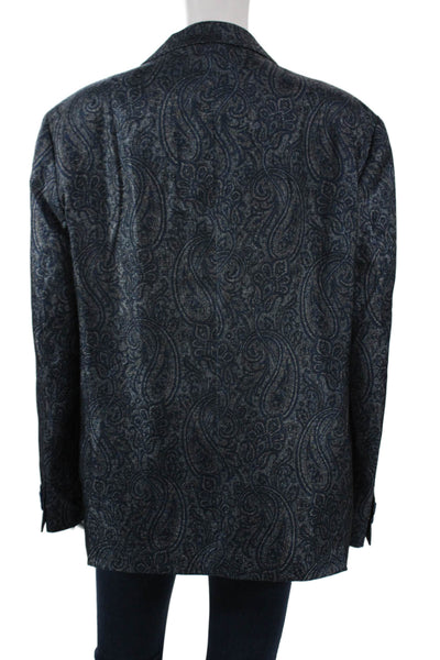 Tailorbyrd Women Dark Blue Paisley Bird Collared Button Blazer Size 42