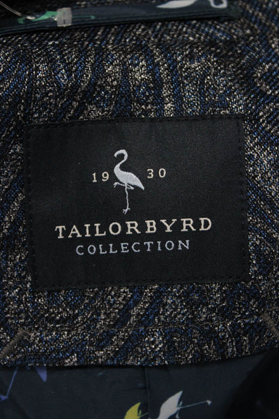 Tailorbyrd Women Dark Blue Paisley Bird Collared Button Blazer Size 42