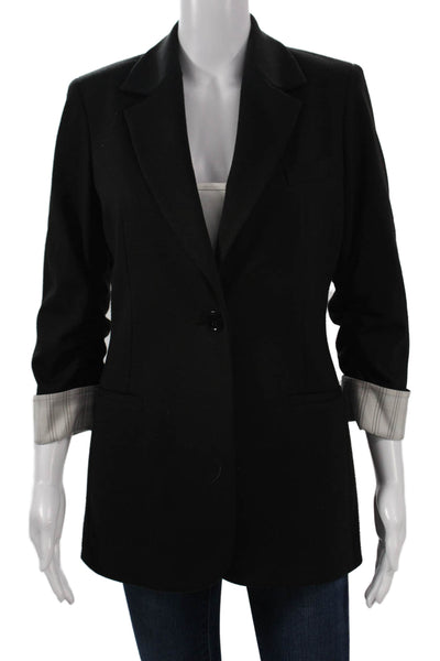 Eccoci Women Black Collared Button Blazer Long Sleeve Classic Size 4