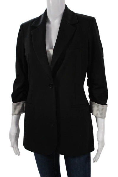 Eccoci Women Black Collared Button Blazer Long Sleeve Classic Size 4