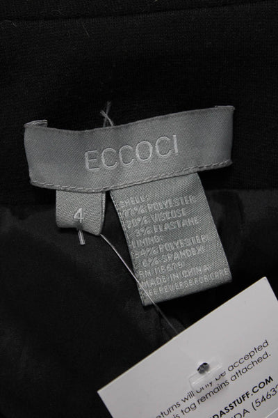 Eccoci Women Black Collared Button Blazer Long Sleeve Classic Size 4