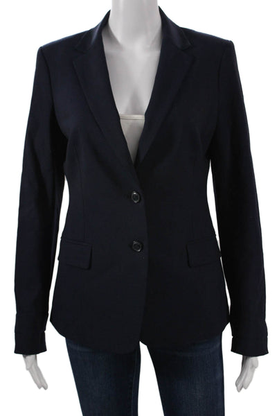 Banana Republic Womens Dark Blue Wool Blend Collared Button Blazer Size 6