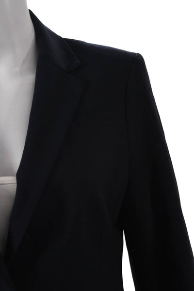 Banana Republic Womens Dark Blue Wool Blend Collared Button Blazer Size 6