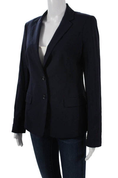 Banana Republic Womens Dark Blue Wool Blend Collared Button Blazer Size 6