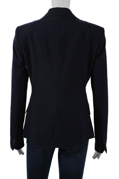 Banana Republic Womens Dark Blue Wool Blend Collared Button Blazer Size 6