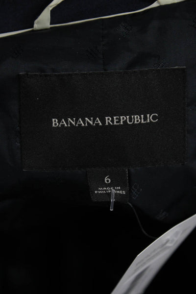 Banana Republic Womens Dark Blue Wool Blend Collared Button Blazer Size 6