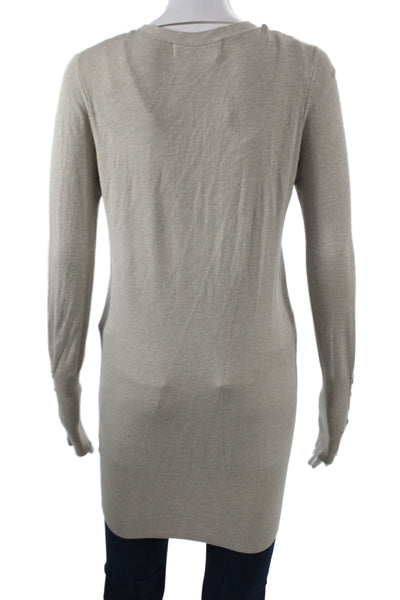 Zara Womens Cardigan Beige V Neck Button Long Sleeve Size M