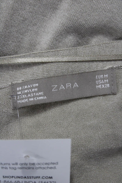 Zara Womens Cardigan Beige V Neck Button Long Sleeve Size M