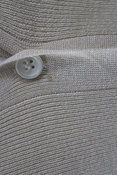Sutton Studio Womens Cardigan Beige Silk Cashmere V-Neck Button Size M