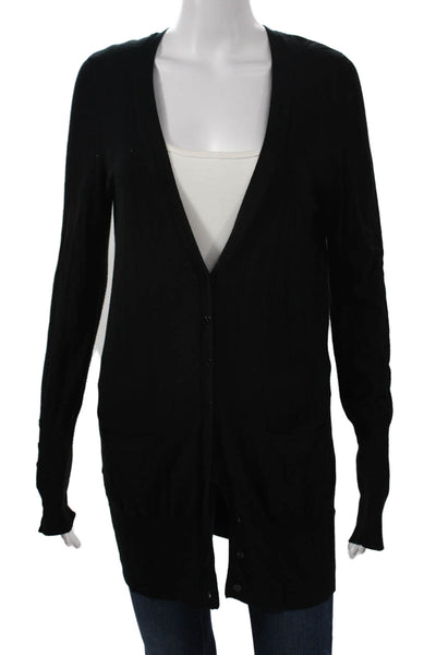 Zara Women Cardigan Black V-Neck Button Long Sleeve Size M