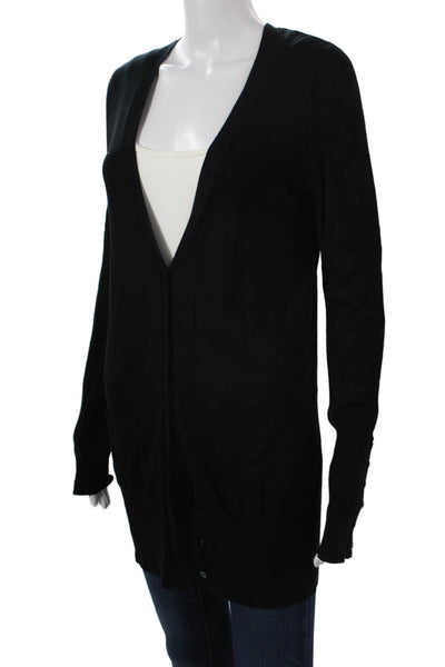 Zara Women Cardigan Black V-Neck Button Long Sleeve Size M