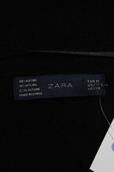 Zara Women Cardigan Black V-Neck Button Long Sleeve Size M
