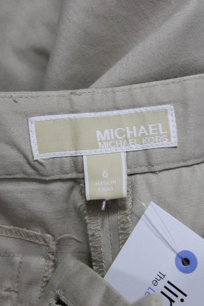 Michael Michael Kors Womens Cropped Ankle Khakis Beige Cotton Blend Size 6