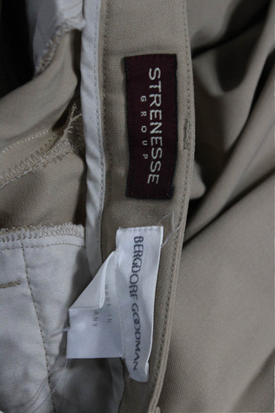 Strenesse Group Mens Dress Pants Beige Virgin Wool Button Inseam 32 Size 6