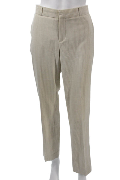 Banana Republic Women Dress Pants Striped Beige Hook & Eye Size 6