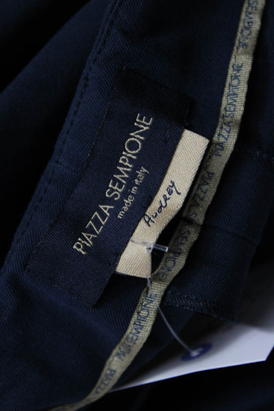 Piazza Sempione Women Ankle Dress Pants Dark Blue Nylon Elastane Size 48