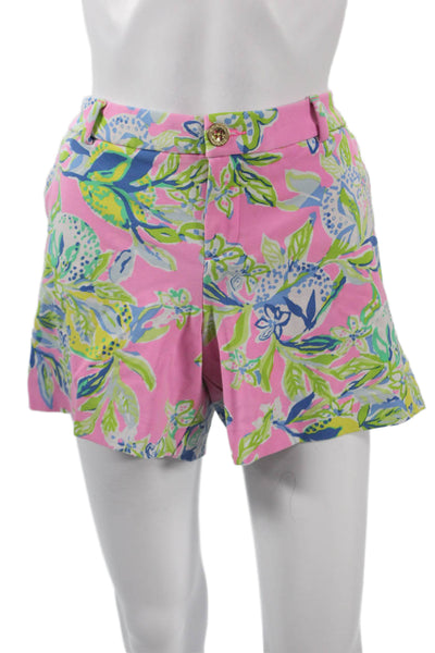 Lily Pulitzer Women Pink Floral Beach Shorts Rayon Spandex Size 14