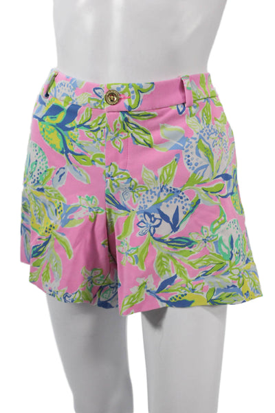 Lily Pulitzer Women Pink Floral Beach Shorts Rayon Spandex Size 14