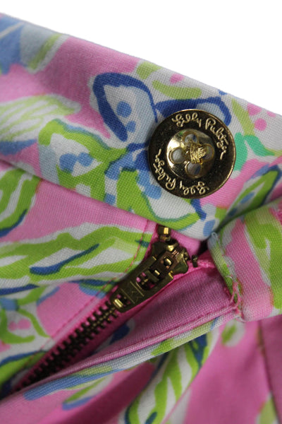 Lily Pulitzer Women Pink Floral Beach Shorts Rayon Spandex Size 14