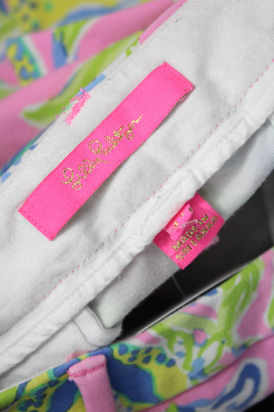 Lily Pulitzer Women Pink Floral Beach Shorts Rayon Spandex Size 14