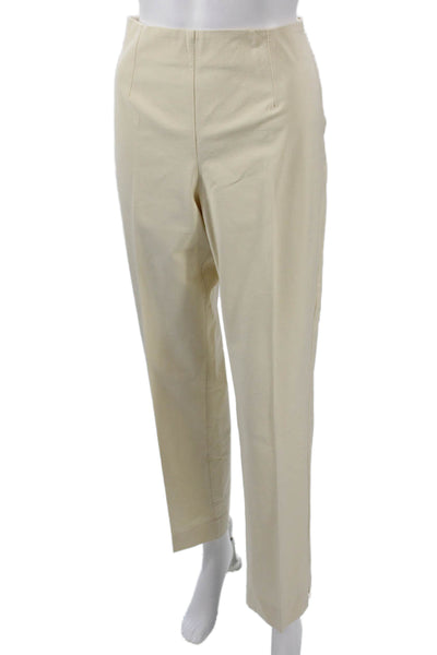 Charlotte Kellogg Palm Beach Women Beige Dress Pants 28in Silk Cotton Size 12